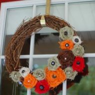Fall Wreath with Twisted Fabric Flowers
