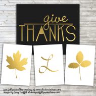 Gold Fall Leaves and Initials :: Free Printable