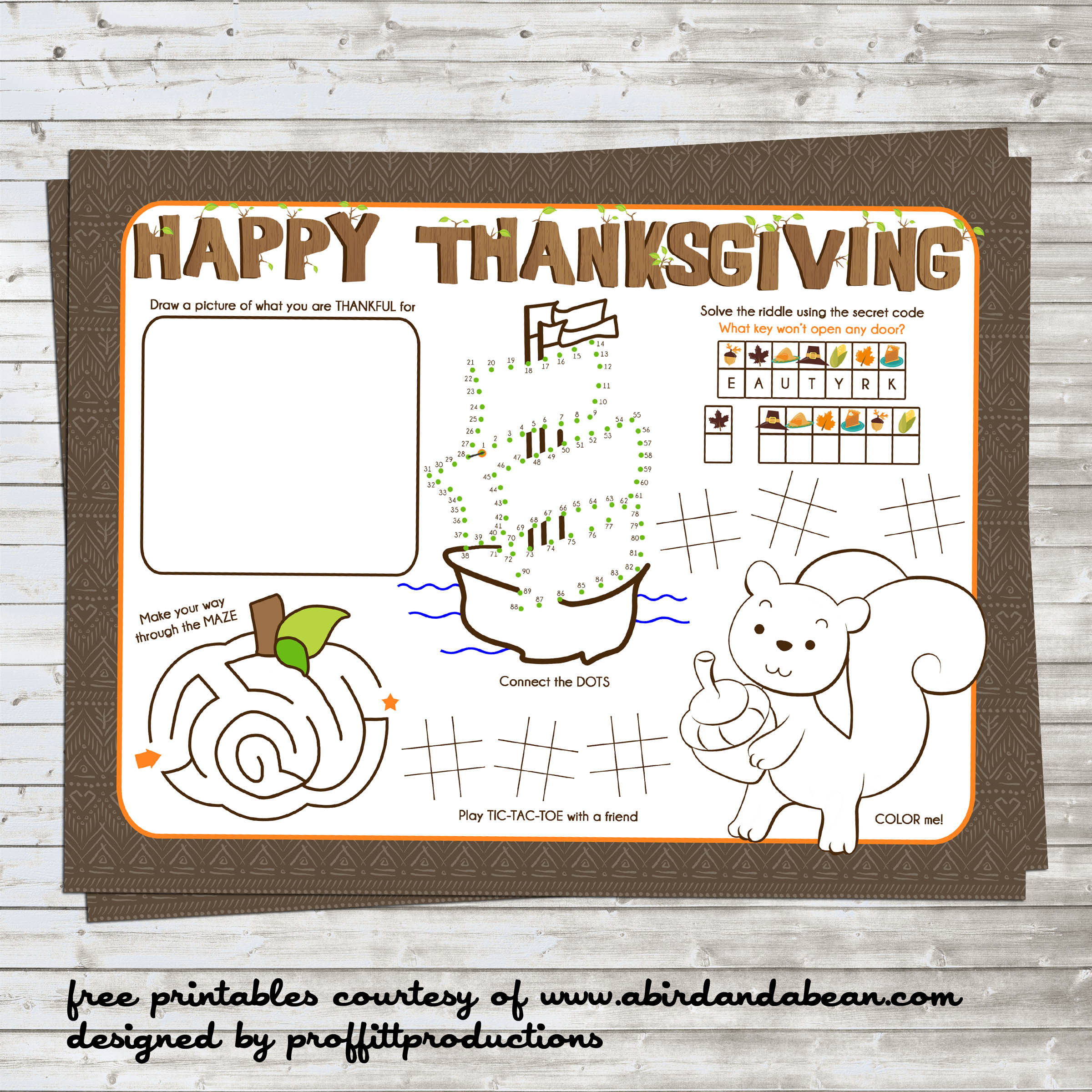 Free Printable Placemats For Thanksgiving