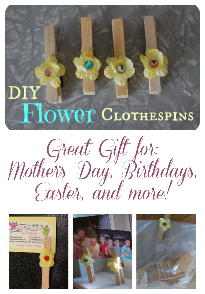 DIY Flower Clothespins make a wonderful gift for moms on Mother's Day, Easter, Birthday or more!